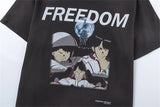 Summer Vintage Retro Anime Portrait Print High-Street Casual Loose Cotton Tops T-Shirt