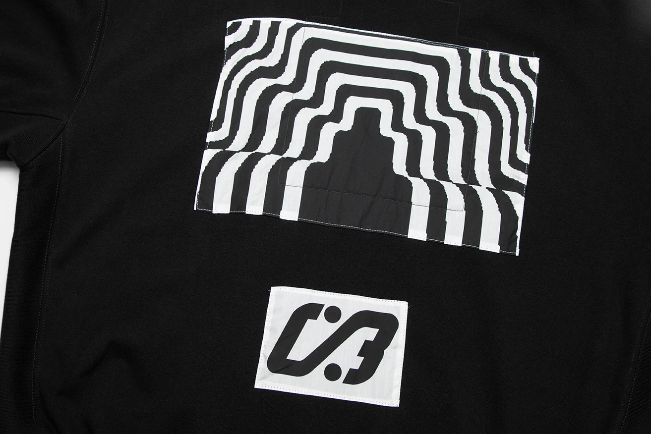 Sci-fi aesthetic hoodie with robotic glitch elements