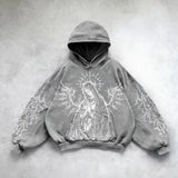 Harajuku Hoodie Skull Y2K Tops Oversized Sweatshirt Goddess Print Hood