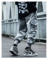 hip hop loose fit elastic waist cargo pants fashion side pocket ankle pants mens new casual drewstring sportwear pants joggers unique joggers style 3764