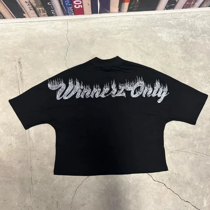 Gothic Oversized shirt – Y2K Trendy Brand High Street Fashion Anime Printed Half Slee