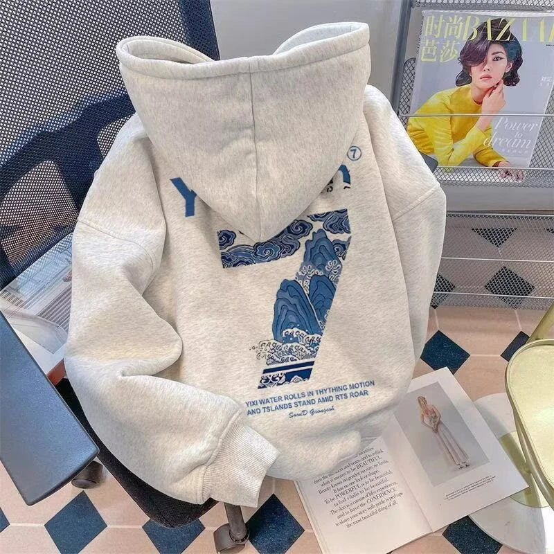 Autumn Creative Seven Graphic Hoodies Mens Cotton Fleece Printed Hoode