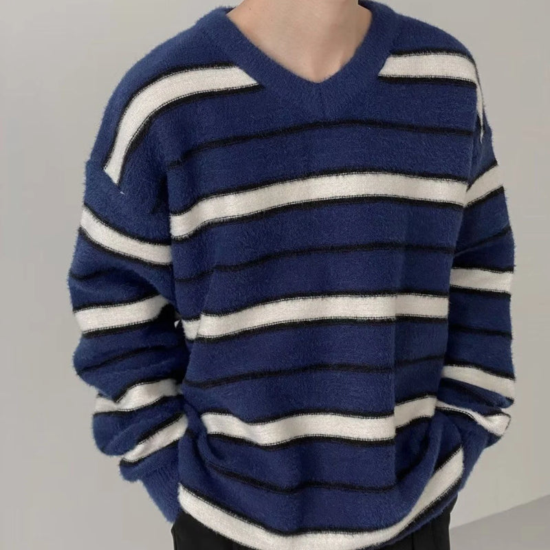 varsity knit sweater with retro streetwear styling for fall and winter outfits, ideal for men’s fashion and seasonal streetwe