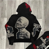 y2k vintage mummy graphic digital drawstring casual sports pants women street autumn winter set print hooded men sweatshirts relaxed fit trousers