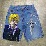 popular casual rem print sweatpants fashion y2k baggy jeans wide leg denim shorts pants harajuku streetwear trouser men clothing unique joggers style 4926