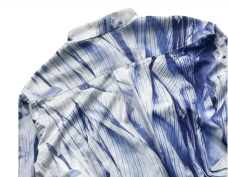 New 2024 Men Striped Gradient Project Fashion Cotton Casual Shirts Shirt High Pocket Long-sleeves Size S M L XL#U37