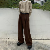 mens trousers business solid color casual trousers autumn british simple commuting retro straight pants mens clothing 2024 menswear bottoms