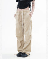 knee fold baggy pants unisex casual elastic waist straight trousers streetwear fashion drawstring women men hip hop y2k joggers unique joggers style 1274