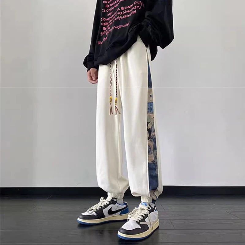 hip hop fashion anime printed sweatpants for men autumn casual corduroy baggy joggers pantalones hombre y2k streetwear trousers relaxed fit joggers