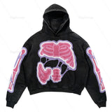 Y2K Skull Print Hoodie Streetwear Harajuku Oversized Skull Vintage Cou