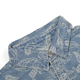 New 2022 Men luxurious Paisley West Coast CRIPS Bloods Fashion Denim Casual Shirts Shirt high Pocket Short-sleeves S 2XL #A630