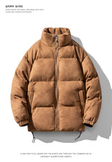Streetwear Men's Winter Harajuku Fashion Jacket Parkas Bubble Jacket Oversize Warm Solid Coat Faux Suede Puffer Jacket