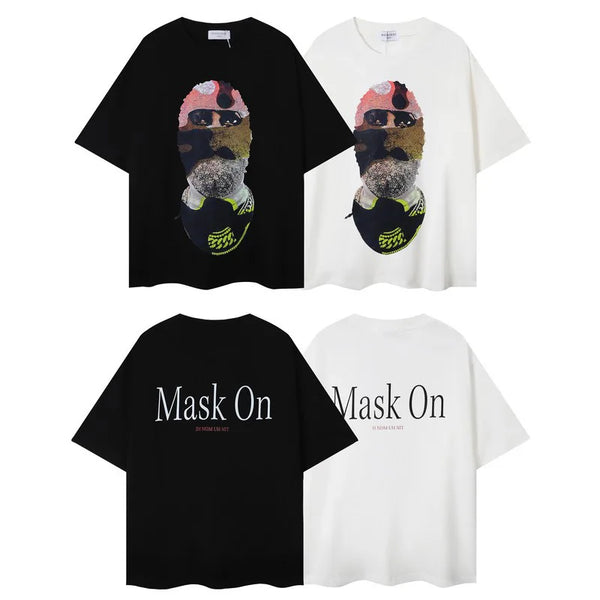 Glitchcore Fashion – High Quality Ih Nom Uh Nit T Shirt Masked Men Letter Printin – Urban Streetwear for Men & Women