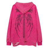 Harajuku vintage anime featuring fashion skull printed hoodies hip hop retro washed bottom ripped sweatshirt streetwear men hooded warm fleece loose tops hoodies