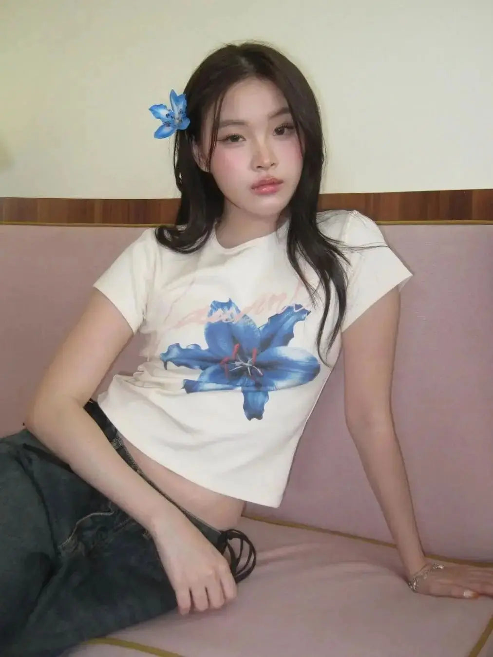 vaporwave graphic tee with chaotic comic outlines and text
