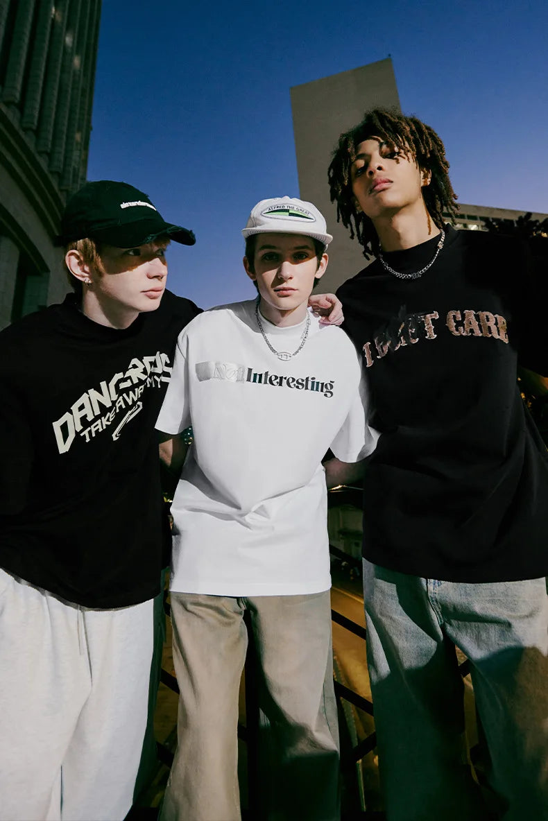 Harajuku Aesthetic piece – Japanese Loose Turtleneck Mens Printed Short Sleeved T Shirt