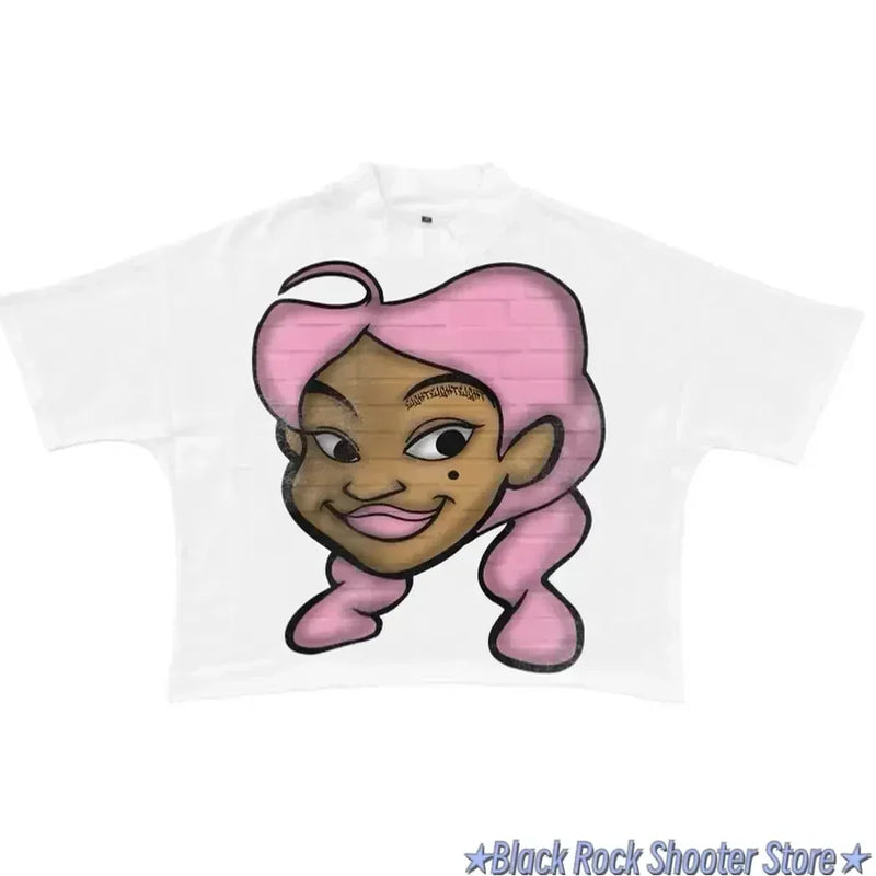 Trapwear Graphic tee – Harajuku Y2K Oversized T Shirt Vintage Girl Graphic T Shirts
