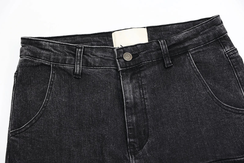 retro washed denim jeans mens bottom zipper jean trousers with pockets hip hop fashion high street slim fit pants joggers jeans unique joggers style 3117