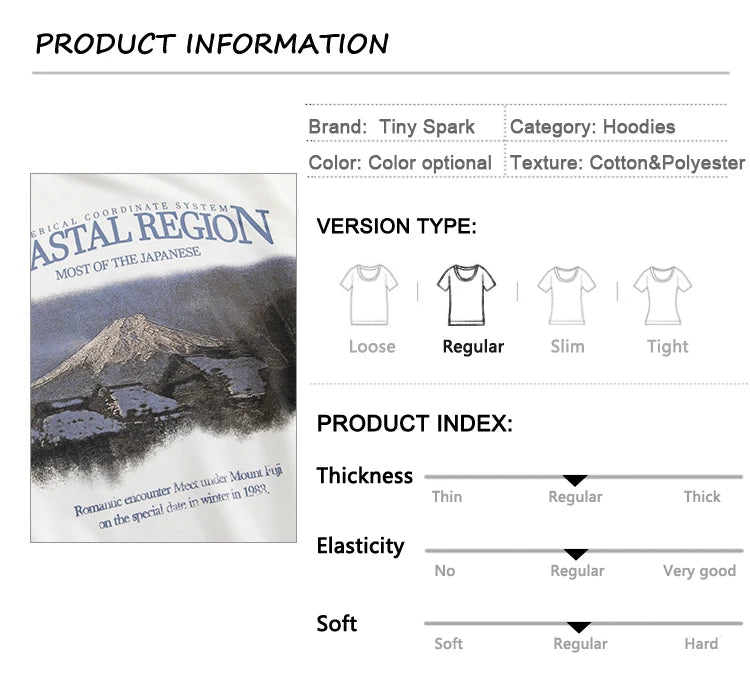 2023 Hoodie Sweatshirt Men Streetwear Retro Mountain Graphic Hooded Pu