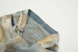 mens fashion ripped jeans blue straight baggy jeans trousers luxury loose casual distressed denim pants male unique jeans style 6053