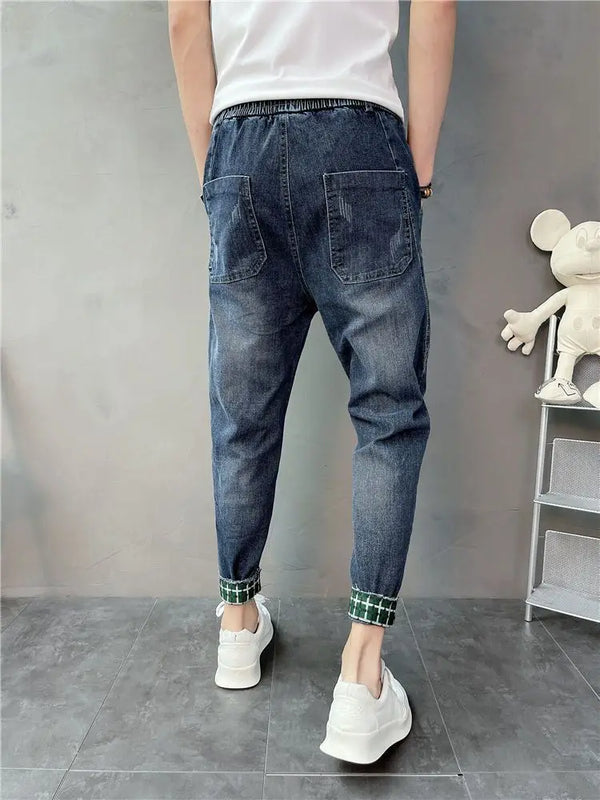 korean fashion harem jeans men high quality loose all match male jean trousers 2024 spring autumn trend straight leg denim pants denim street jeans