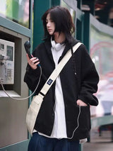Korean Retro Y2K Waffle Hooded Jacket for Men and Women Ins Harajuku Style Casual Loose Couple Wear Cardigan Sweatshirt