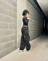 y2k baggy jeans women hip hop goth retro high waisted jeans black slouchy oversized embroidery pattern denim pants streetwear unique jeans style 602