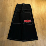 wexwear embroid baggy jeans harajuku hip hop graphic high waist wide trouser streetwear y2k jeans men women gothic black pants unique jeans style 2055