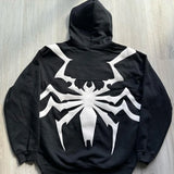 Black cybercore hoodie with futuristic reflective elements