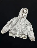 Urban Grunge Double-Layer Hoodie – Leather Texture Streetwear
