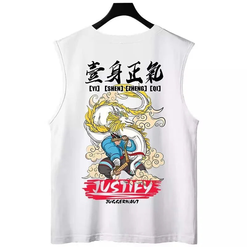 Vaporwave Melting smiley – New Cartoon Japanese Retro Print Sleeveless T Shirt Mens