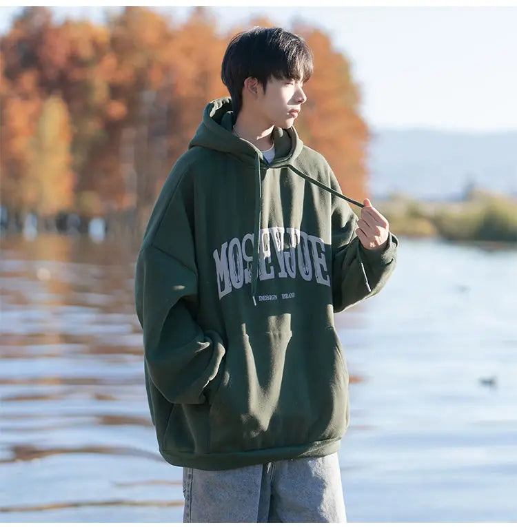 Spring and Autumn Trendy Hip Hop American High Street Men and Women Retro Letter Printed Hoodie Couple Loose Casual Top y2k