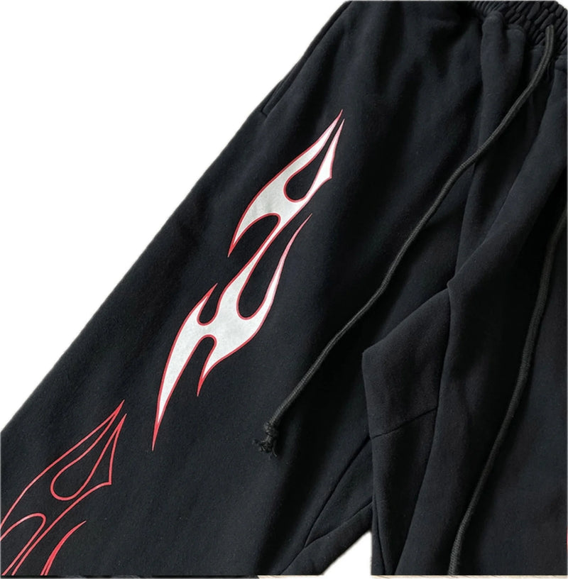 new arrival hs studios airbrushed skull print high street cotton winter pants sport casual pants clean everyday pants