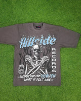 Cyberpunk Melting smiley – 2024 New Summer Trend Skull Bone Print Oversized T Shirt Men