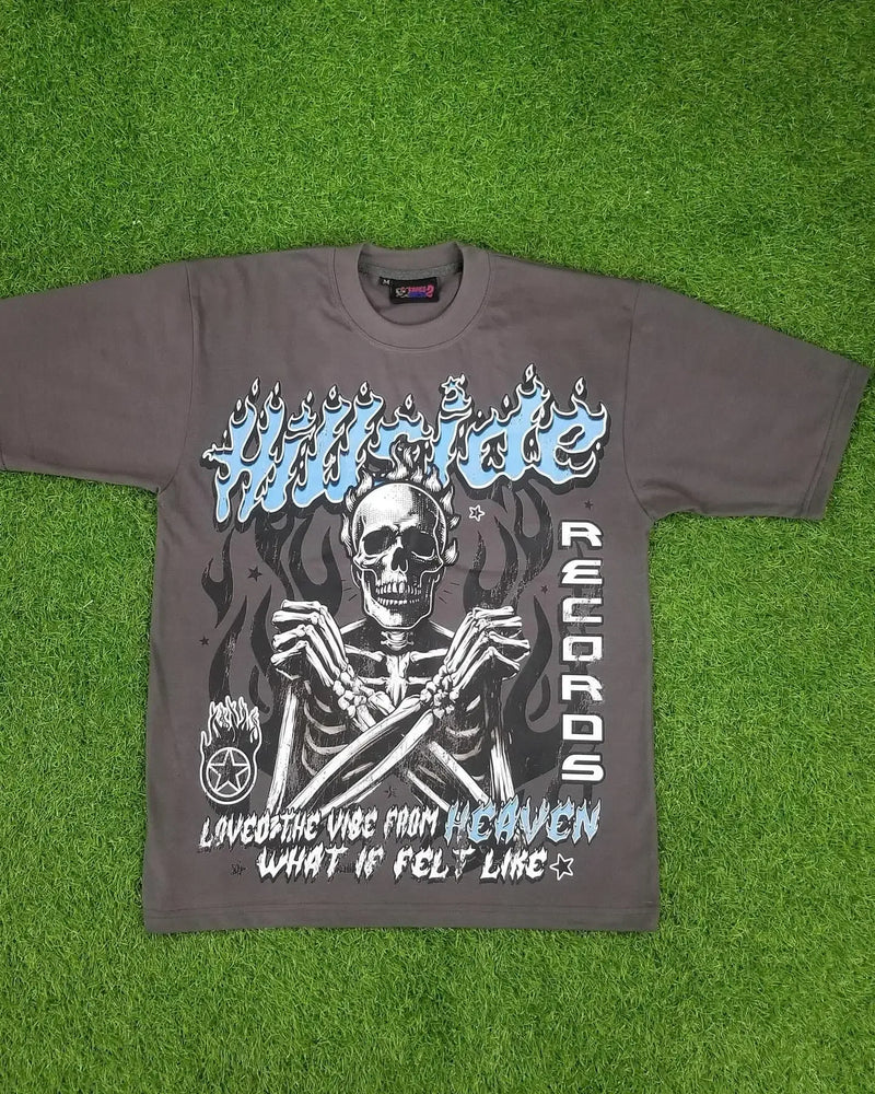 Cyberpunk Melting smiley – 2024 New Summer Trend Skull Bone Print Oversized T Shirt Men