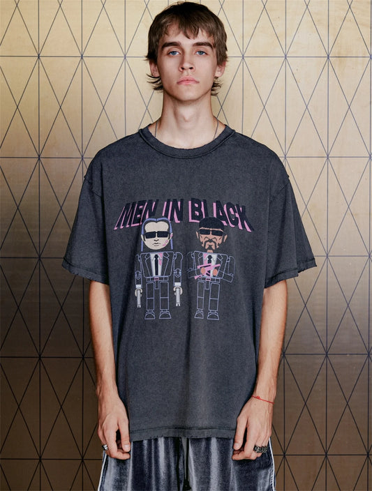 Sadcore Streetwear top – Y2K Vintage Retro 90S Style Anime Printing Juggle Men In Bla