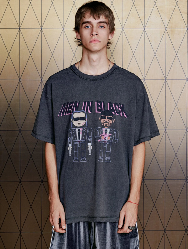 Sadcore Streetwear top – Y2K Vintage Retro 90S Style Anime Printing Juggle Men In Bla