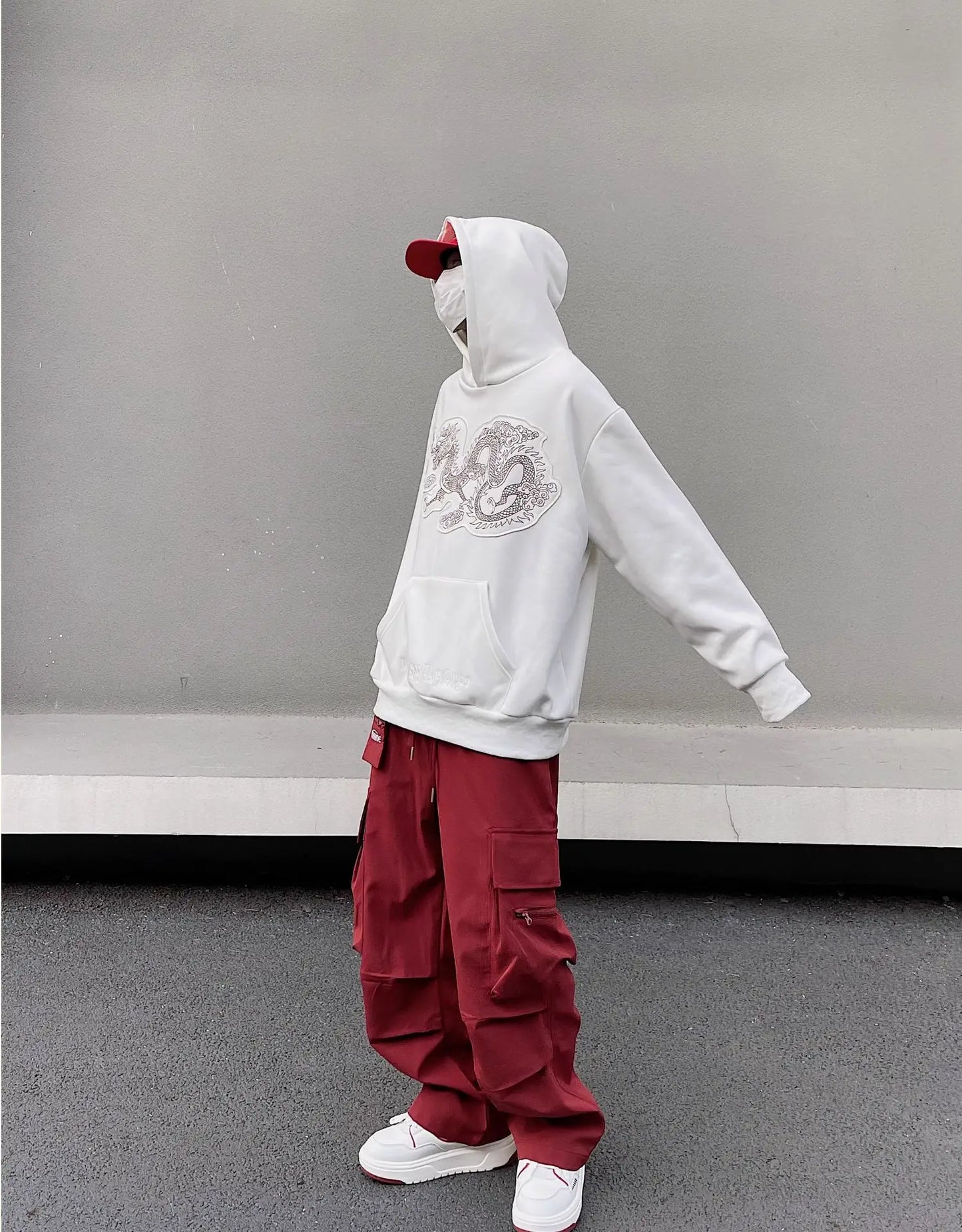 fashion loose streetwear cargo pant unisex casual multi pocket wide legs drewstring trousers hip hop joggers mens baggy pants unique joggers style 5064