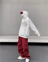 fashion loose streetwear cargo pant unisex casual multi pocket wide legs drewstring trousers hip hop joggers mens baggy pants unique joggers style 5064