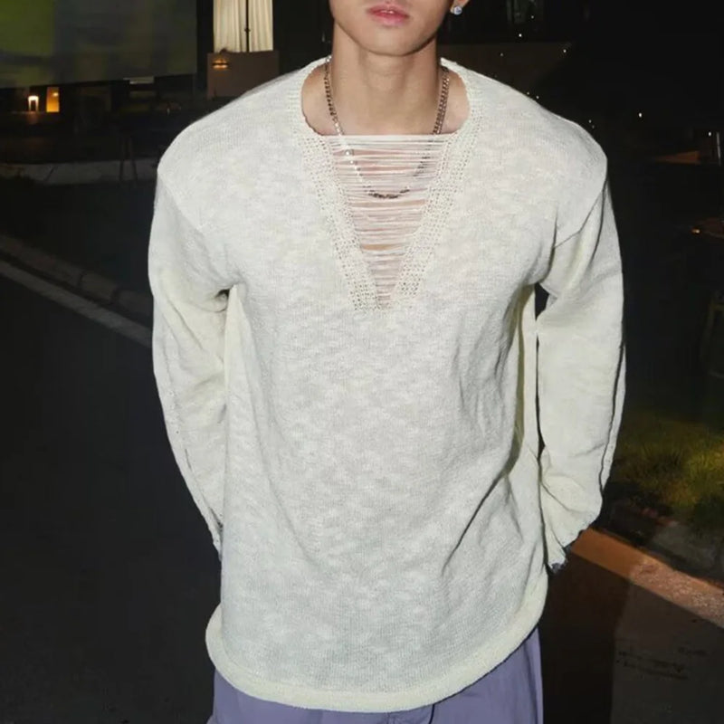 grunge fire sweater, streetwear drip, cozy knitwear for men, oversized grunge aesthetic winter top