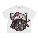 Harajuku Gothic Cartoon Graphic T Shirt Anime Print Streetwear Y2K Oversized TShirt Men Women Round Neck Cotton Short Sleeve Top