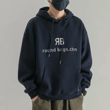 Fashionable Korean Personalized Hooded Sweatshirt Men's Letter Autumn and Winter Tops Japanese Casual Loose Pullover Jacket Tops