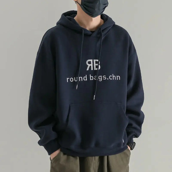 Fashionable Korean Personalized Hooded Sweatshirt Men's Letter Autumn and Winter Tops Japanese Casual Loose Pullover Jacket Tops