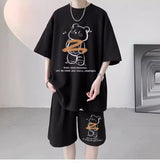 Vaporwave Crying angel – Summer Men Tracksuit Japan Cartoon Streetwear Cool Bear Prin