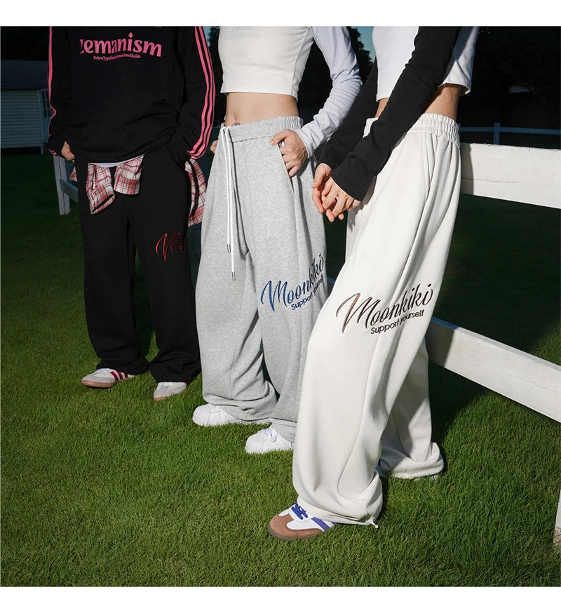 american fashion letter hip hop wide leg pants mens y2k streetwear baggy straight pantalones hombre new gym sports trousers unique default style 518