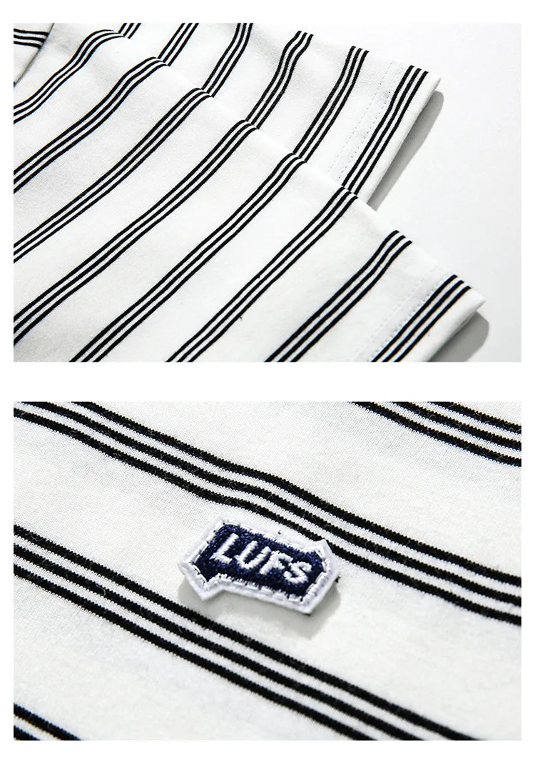 Gothic Vintage print – Summer Striped Short Sleeved New Japanese Casual Cotton Loos