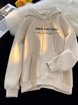 Autumn High Street Letter Printed Hooded Sweatshirt Men Casual Loose Vintage American Style Hoodies Y2K