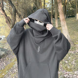 Winter Mens Embroidery Turtleneck Hoodies Japanese Ninja Hoodies Hip H
