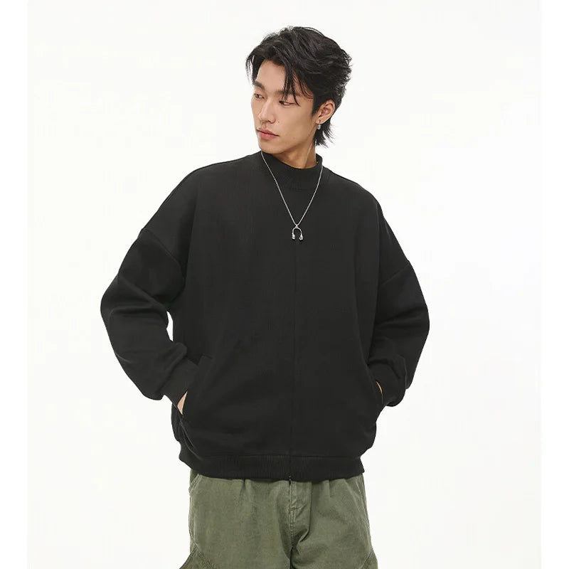 Stand Collar Half Zipper Pullover Casual Sweatshirt Men Women Streetwe