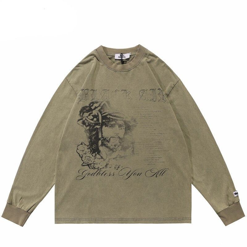 "Retro Rose" Unisex Men Women Streetwear Graphic Sweatshirt Daulet Apparel